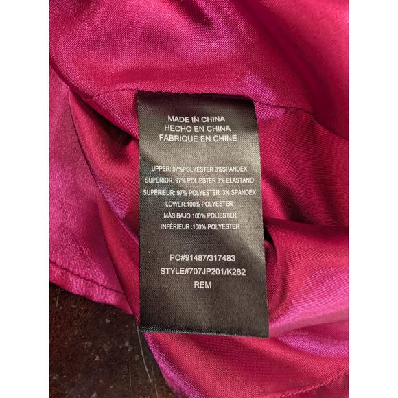 BEBE! 2B! BLACK SATIN BODICE, RED, PURPLE & BLACK ABSTRACT CHIFFON DRESS! SZ S - Picture 7 of 10